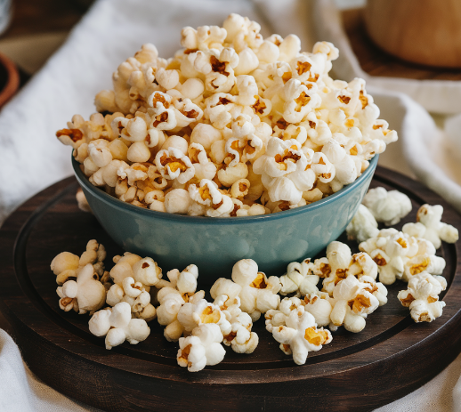 Close-up of homemade popcorn balls falling apart, illustrating the issue of popcorn balls not sticking together.