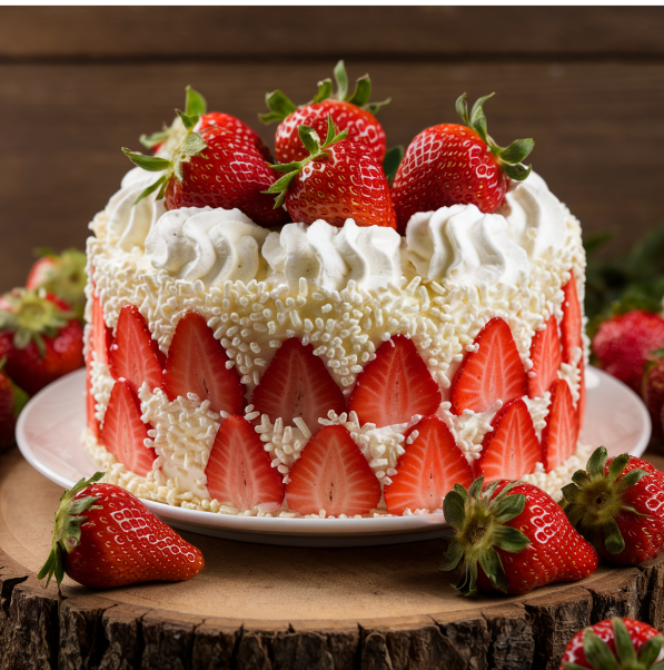 Strawberry Cake from Scratch with Fresh Strawberries