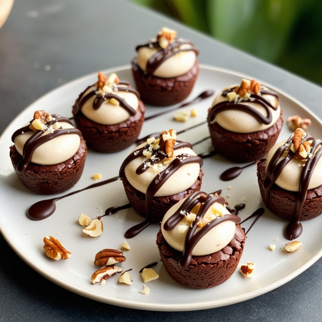 No Bake Brownie Cheesecake Bites - Rich chocolate brownie topped with creamy cheesecake in a bite-sized treat