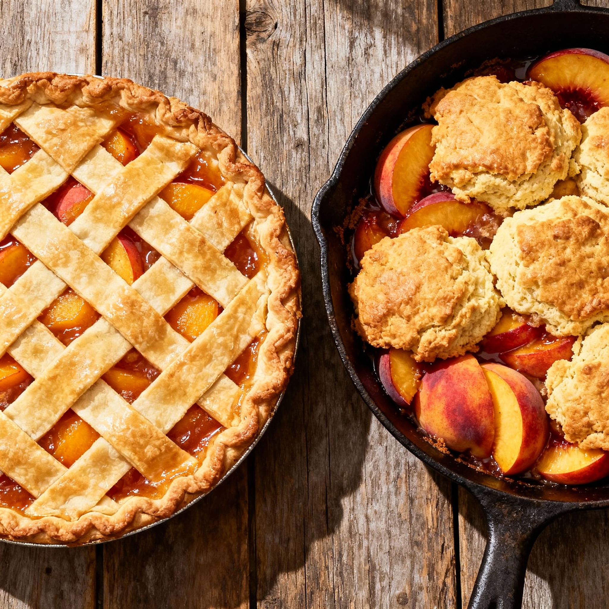 Difference between peach pie and peach cobbler
