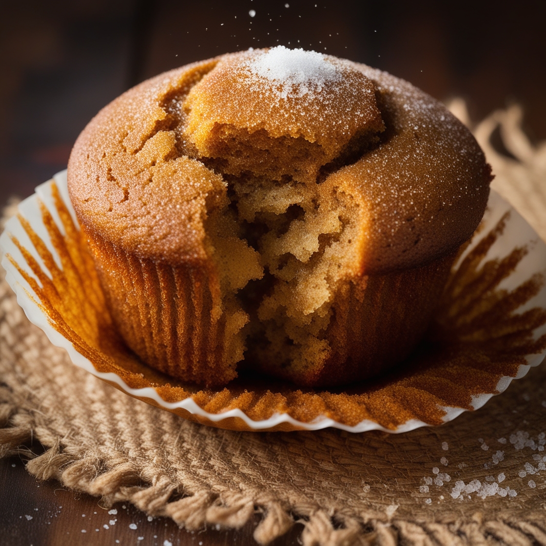 Freshly baked gingerbread muffins with a golden-brown top, perfect for holiday baking.