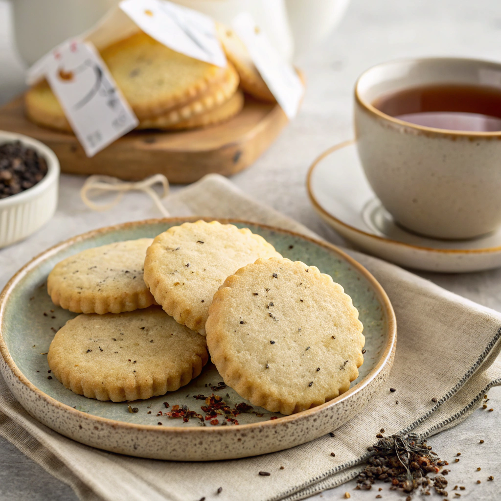 Freshly baked Earl Grey sugar cookies with a delicate tea-infused flavor.