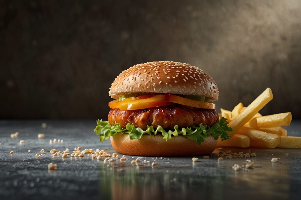 What Does McDonald's Put on Their Chicken Burgers? A crispy chicken patty with sesame seed bun, lettuce, and creamy sauce.